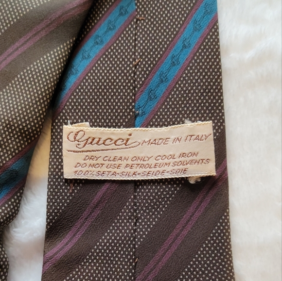 Authentic Vintage Gucci Necktie 100% Silk Tie Brown Rare Luxury Read Desc - Picture 8 of 15